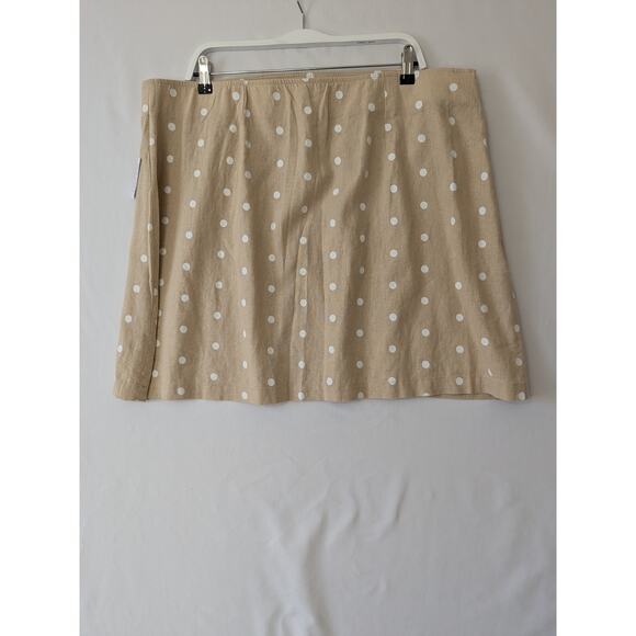 Old Navy Womens Beige Polka-dot Linen-Blend‎ A Line Skirt XXL Lightweight New - Picture 4 of 8